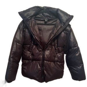 Black Puffer Jacket with Removable Hood